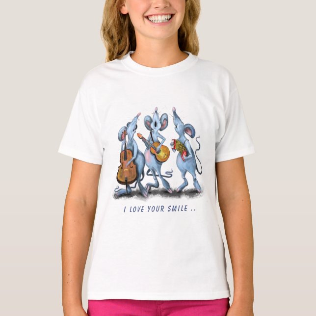 Funny T-Shirt with Mouse Music Band (Front)