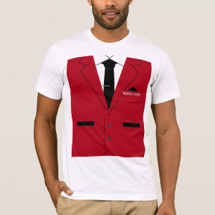 Funny T-Shirt with Red Suit and Custom Text Name
