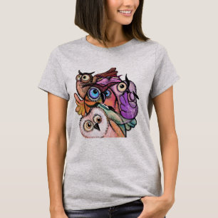 Funny T-Shirt with Surprised Owls