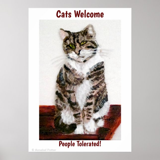 Funny Tabby Cat Art Poster (Front)