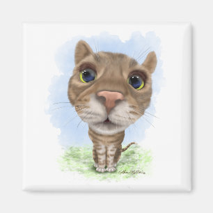 Funny Tabby Cat Cartoon Magnet