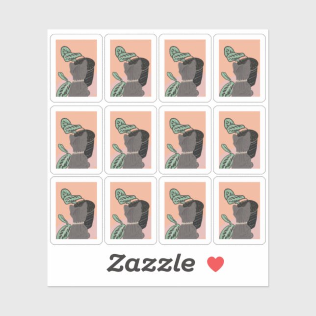 Funny Tabby Cat Viewing Plants Frame (Sheet)