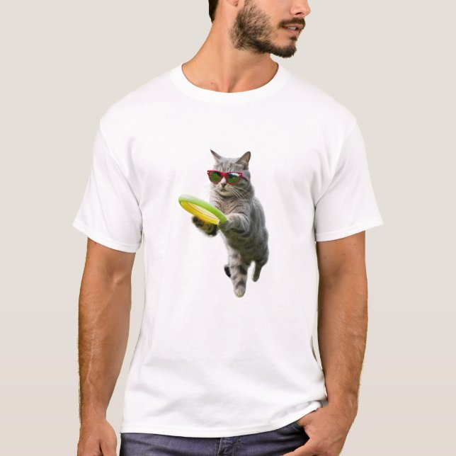 Funny Tabby Disc Golfer T-Shirt (Front)