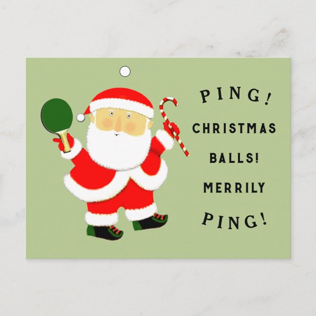 Funny Table Tennis Christmas Holiday Postcard (Front)