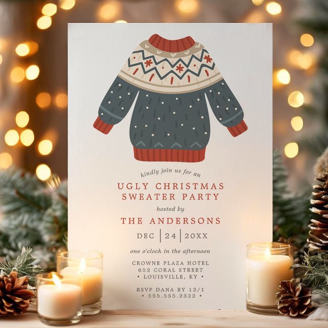 Funny Tacky Ugly Christmas Sweater Party Invitation (Creator Uploaded)