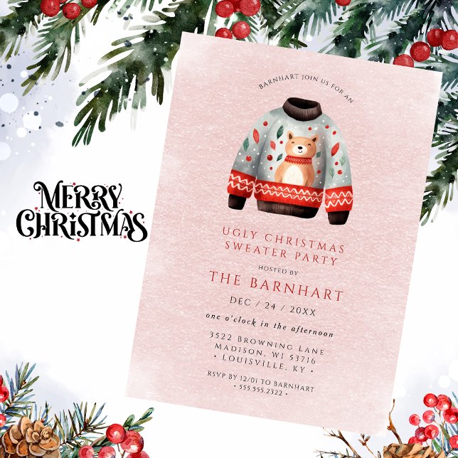 Funny Tacky Ugly Christmas Sweater Party Invitation (Creator Uploaded)