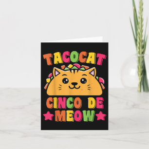 Funny Taco Cat Pun Tacocat Cute Taco Lover Cinco D Card