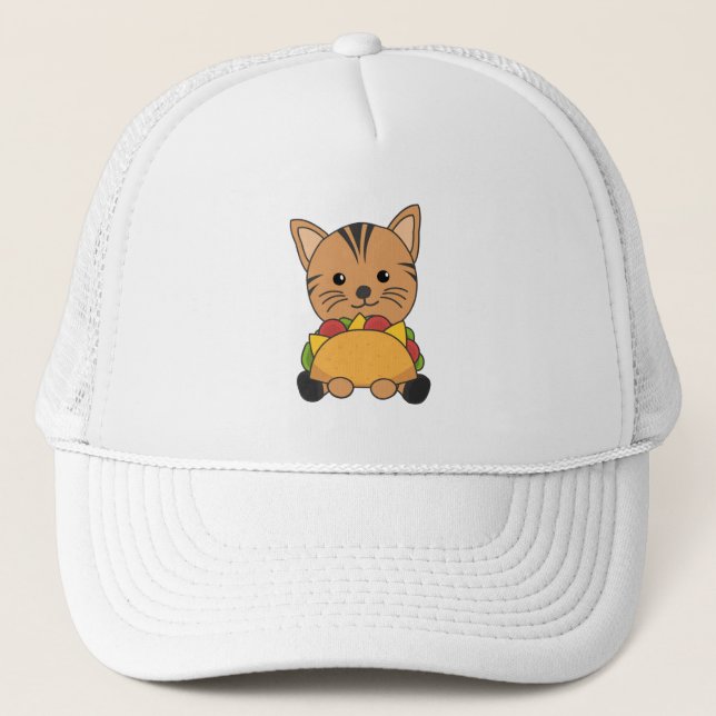 Funny Taco Cats Tacos Mexico Cute Cat Trucker Hat (Front)