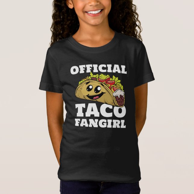 Funny Taco Fangirl Cartoon Mexican Food Lover T-Shirt (Front)
