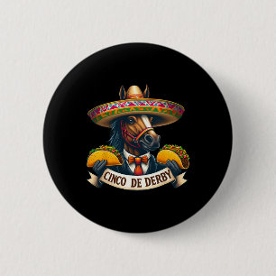 Funny Taco Horse Racing Vintage Cinco De Der  6 Cm Round Badge