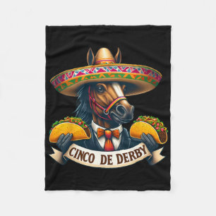 Funny Taco Horse Racing Vintage Cinco De Der  Fleece Blanket