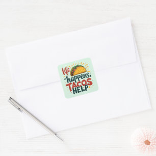 Funny Taco Lover Fiesta Foodie Humour Art Blue Square Sticker
