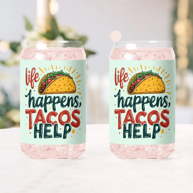 Funny Taco Lover Fiesta Foodie Humour Art  Can Glass (Insitu (Wedding))