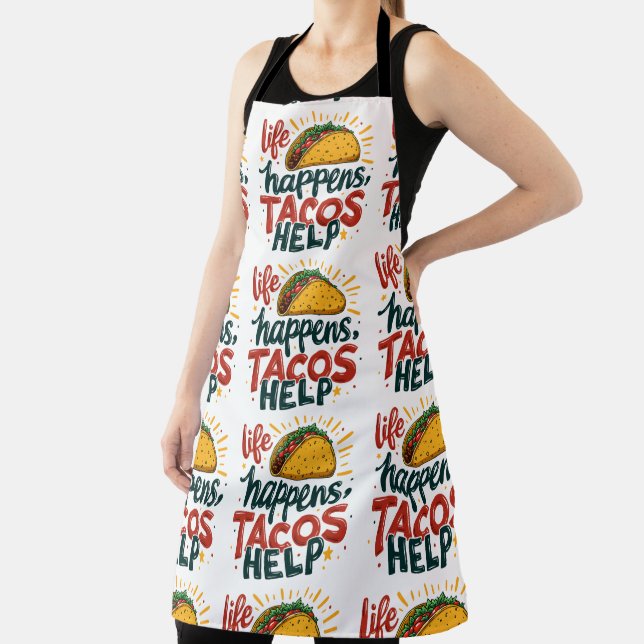 Funny Taco Lover Fiesta Foodie Humour Art White Apron (Insitu)