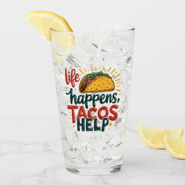 Funny Taco Lover Fiesta Foodie Humour Art White Glass (Front Ice)