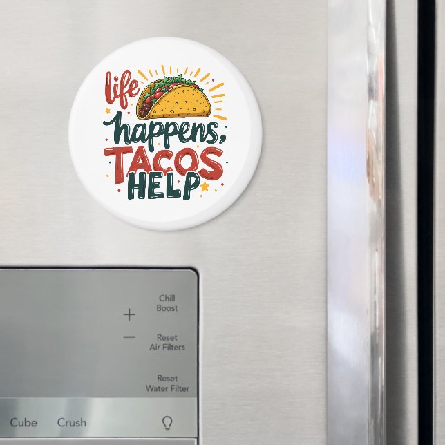 Funny Taco Lover Fiesta Foodie Humour Art White Magnet (In Situ (Fridge))