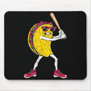 Funny taco playing baseball mexican cinco de mayo mouse pad