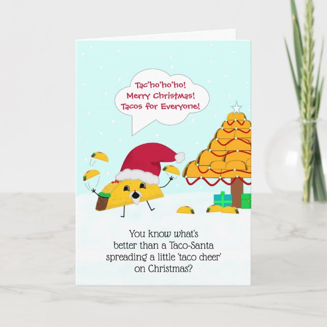 Funny Taco Santa Christmas Card (Front)
