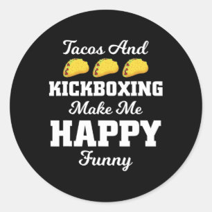 Funny Taco Shirt Tacos And Kickboxing Sports Tees Classic Round Sticker