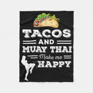Funny Tacos And Muay Thai Lover Gift Martial Arts Fleece Blanket