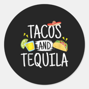 Funny Tacos And Tequila Mexican Sombrero Tank Top  Classic Round Sticker