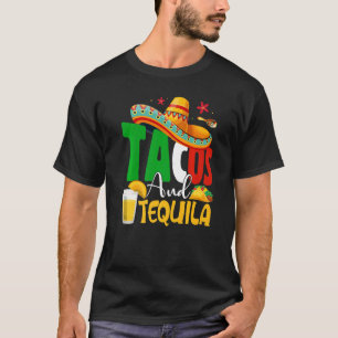 Funny Tacos & Tequila Margarita Sombrero Cinco De  T-Shirt