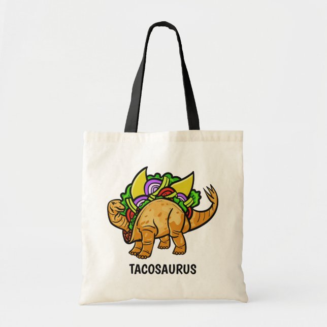 Funny TACOSAURUS custom tote bags (Front)