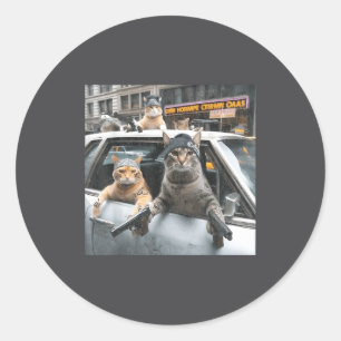 Funny Tactical Cat Meme Military Style Classic Round Sticker