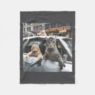Funny Tactical Cat Meme Military Style Fleece Blanket