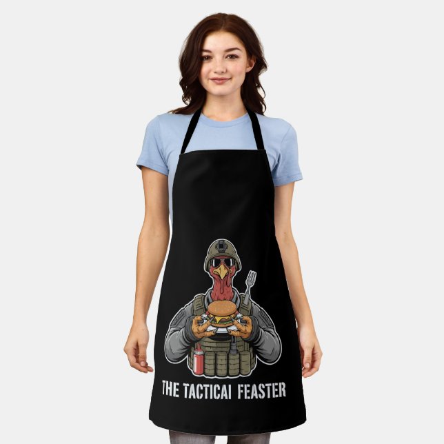  Funny Tactical Feaster Turkey Soldier Thanksgivin Apron (Worn)