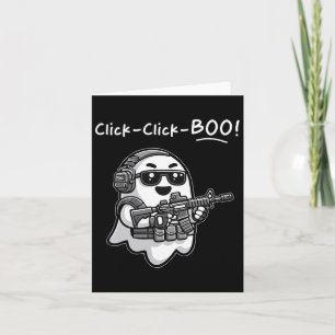Funny Tactical Ghost Click Click Boo Halloween Vet Card