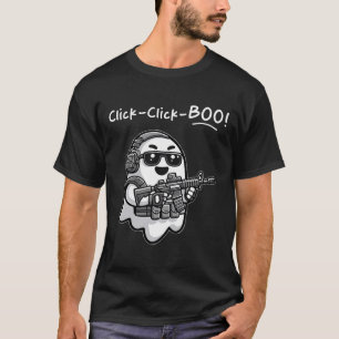 Funny Tactical Ghost Click Click Boo Halloween Vet T-Shirt