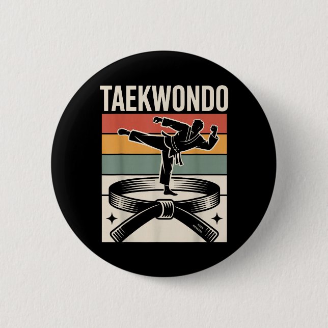 Funny Taekwondo 6 Cm Round Badge (Front)