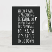 Funny Taekwondo Cards For Her Teen Girls Women TKD
