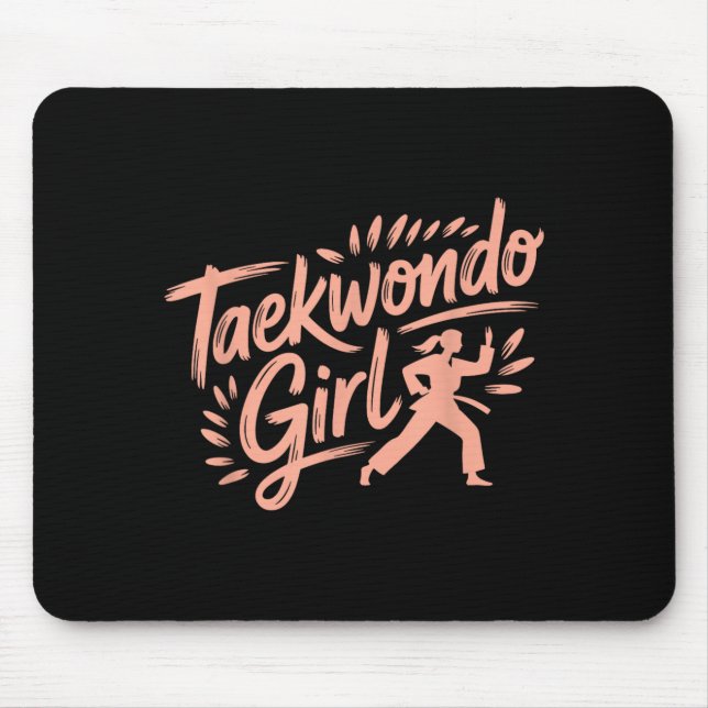 Funny Taekwondo Girl Mouse Pad (Front)