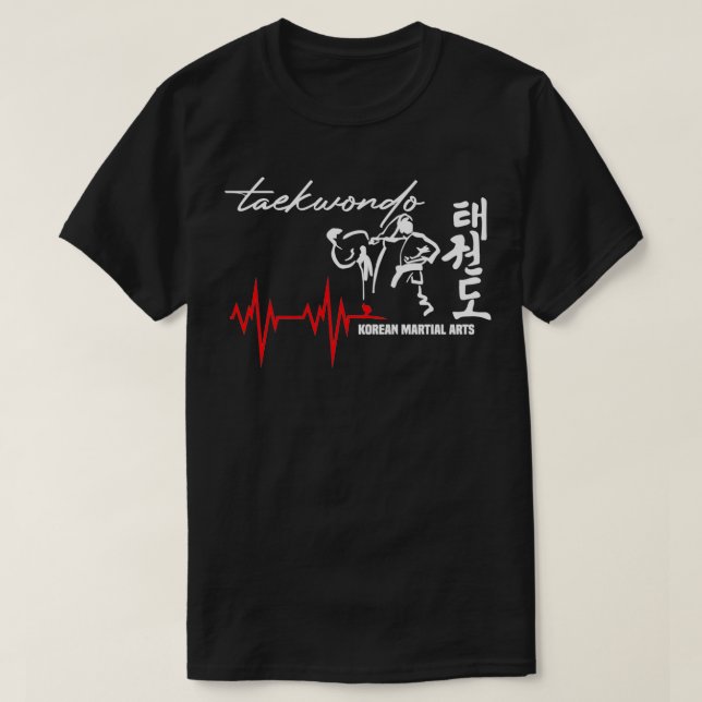 Funny Taekwondo Heartbeat korea martial art T-Shirt (Design Front)