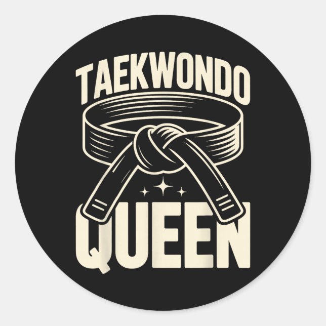 Funny Taekwondo Queen Classic Round Sticker (Front)