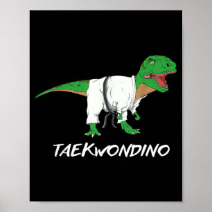 Funny Taekwondo T Rex Dinosaur Cute Martial Arts Poster