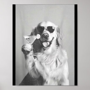Funny Tail Dog Golden Retriever With Sungles Marti Poster