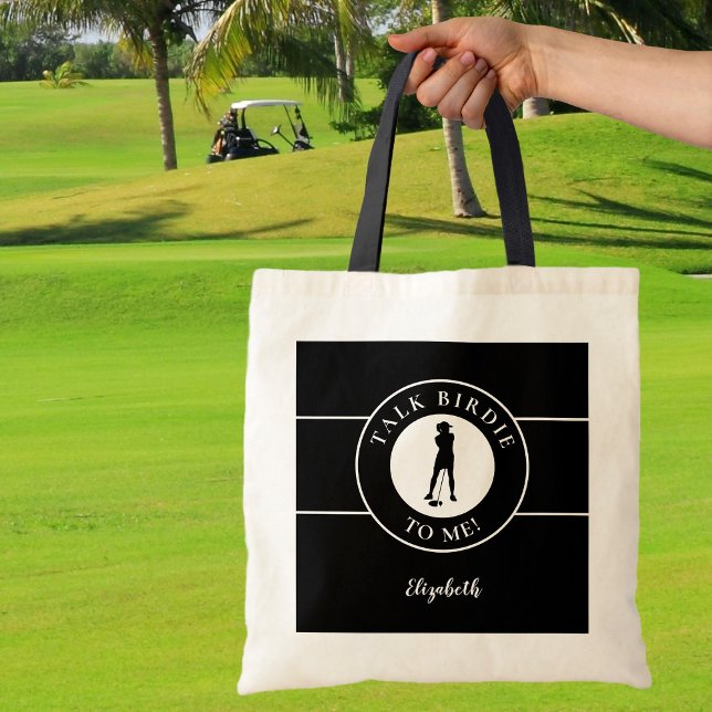 Funny Talk Birdie To Me Golfer Black & White Cute  Tote Bag (Creator Uploaded)
