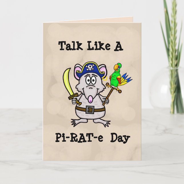 Funny Talk Like A Pirate Day Rat Pirate Card (Front)