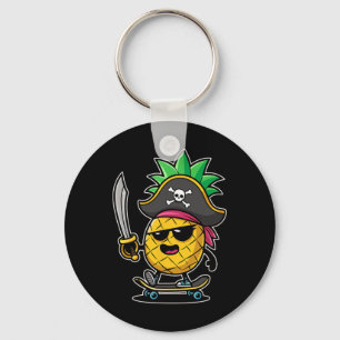 Funny Talk Like A Pirate Day - Skateboarding Pinea Key Ring