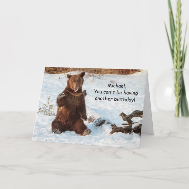 Funny Talking Bear Birthday Greeting Card (Front)