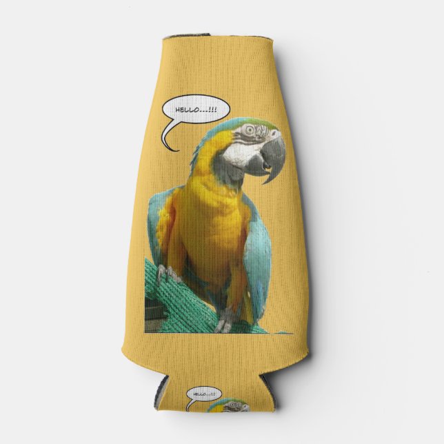 Funny Talking Parrot Customisable Bottle Cooler (Front)