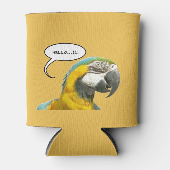 Funny Talking Parrot Customisable Can Cooler (Front)