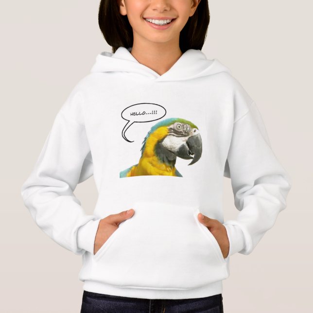 Funny Talking Parrot Face Hoodie (Front)