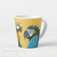 Funny Talking Parrots Cust. BG Latte Mug