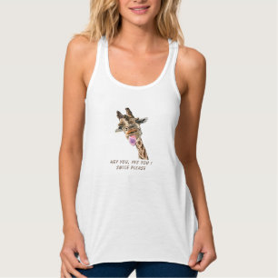 Funny Tank Top with Playful Giraffe Custom Text