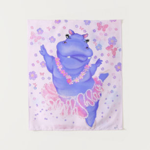 Funny Tapestry Ballerina Hippo Happy Ballet Dancer