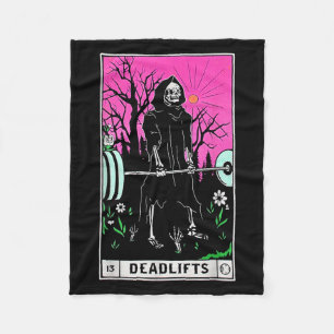 Funny Tarot Card Deadlifts Gym Workout Occult Read Fleece Blanket